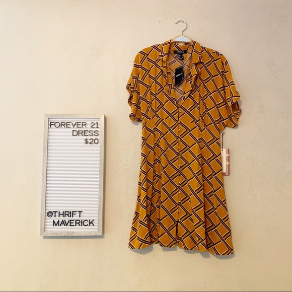 Forever 21 Dresses & Skirts - Geo Print Button Front Dress | Forever 21